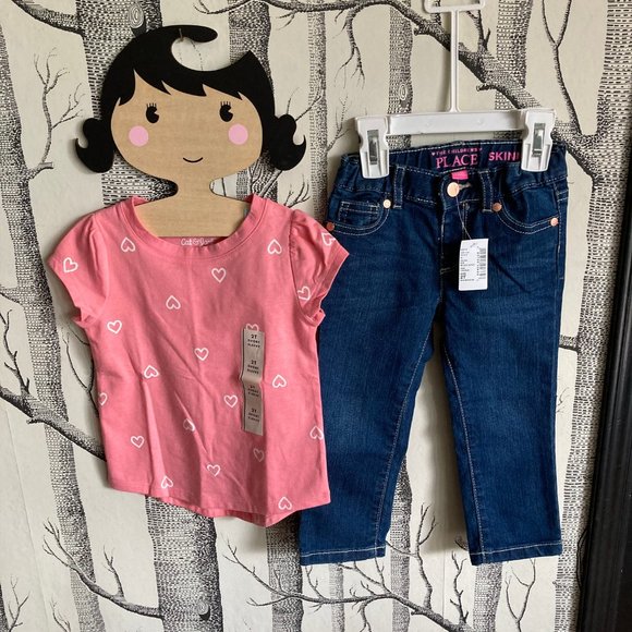 NWT heart tee and dark wash jeans 2T - Picture 3 of 11